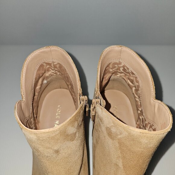 NEW Cole Haan Elyse Ankle Bootie Size 10 Blush Tan Suede Block Heel Pointed Toe - Picture 9 of 14